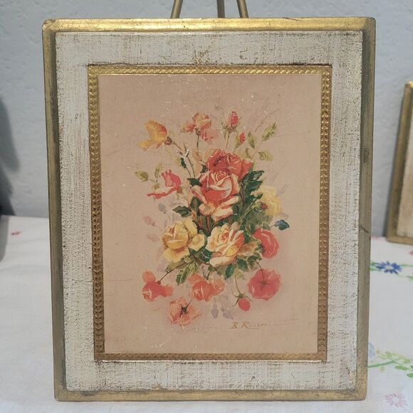 Vintage Florentine Gold Gilt Floral Wall Plaques Set of 3 MCM Made in Italy - Picture 4 of 16